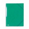 Chemise A4 carte lustrée TOP File 3 rabats à élastiques VERT