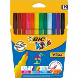 BBIC Pochette de 12 feutres à dessin pointes FINES encre lavable CONTE