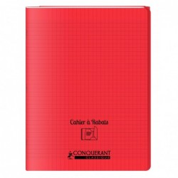 Cahier polypro 24X32 PP Rouge 90G 96P à rabat Seyès