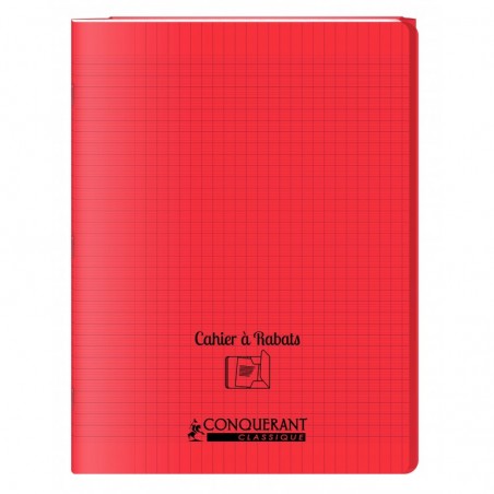 Cahier polypro 24X32 PP Rouge 90G 96P à rabat Seyès