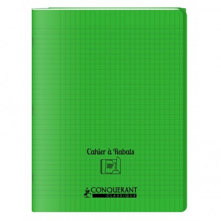 Cahier polypro 24X32 PP Vert 90G 96P à rabat Seyès