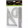 Kit de traçage 3 pièces (régle 20 cm + équerre 45° et 60° + 1 rapporteur) INCASSABLE