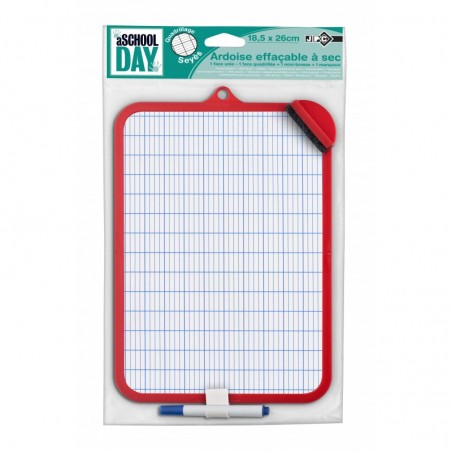Ardoise blanche effacable Seyes / Uni + feutre + Brosse