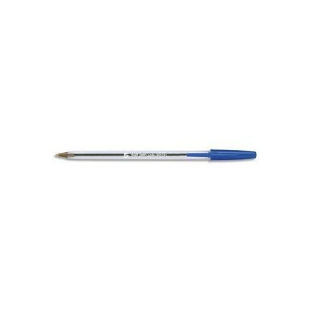 Stylo à bille pointe moyenne encre bleue corps plastique cristal avec capuchon