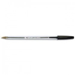 Stylo à bille pointe moyenne encre noir corps plastique cristal avec capuchon