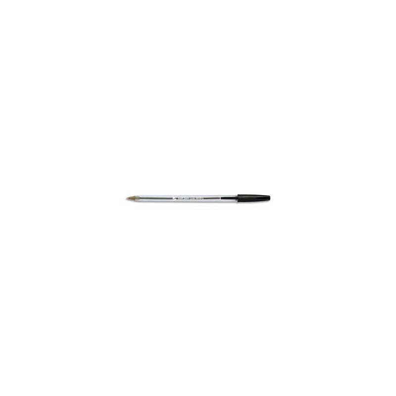 Stylo à bille pointe moyenne encre noir corps plastique cristal avec capuchon