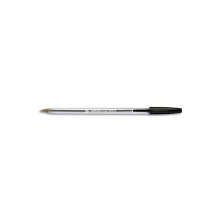 Stylo à bille pointe moyenne encre noir corps plastique cristal avec capuchon