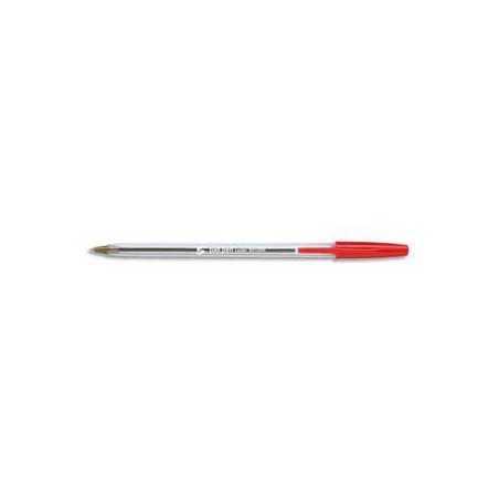 Stylo à bille pointe moyenne encre rouge corps plastique cristal avec capuchon