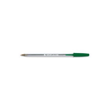 Stylo à bille pointe moyenne encre verte corps plastique cristal avec capuchon