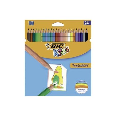 BIC Etui 24 crayons de couleur TROPICOLOR2 . Coloris assortis