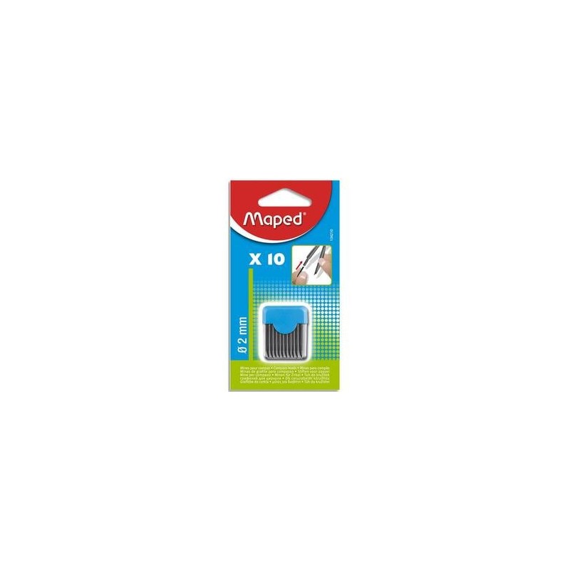 MAPED Blister étui de 10 mines de rechange pour compas pointe 2mm
