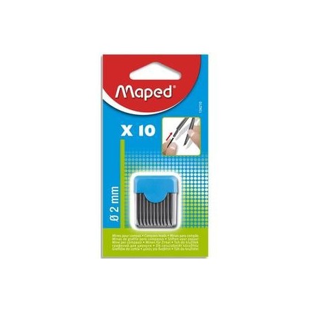 MAPED Blister étui de 10 mines de rechange pour compas pointe 2mm