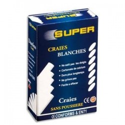 Boite de 10 craies anti-poussière coloris blanc