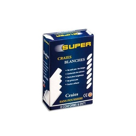 Boite de 10 craies anti-poussière coloris blanc