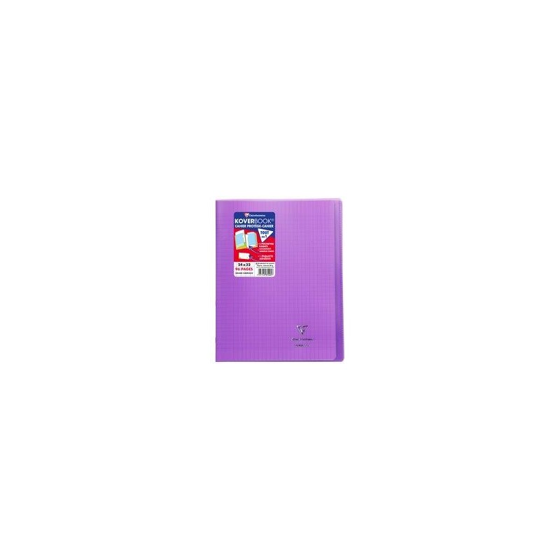 Koverbook cahier piqué 24x32cm polypro 96 pages grands carreaux à rabats Violet
