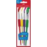 FABER-CASTELL Kit de pinceau à poils synthétiques avec grip Soft-Touch, poils de pinceau robustes, carte blister 4 pièces