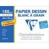 Papier dessin Clairefontaine blanc 180g, format 21x29,7cm, pochette de 12