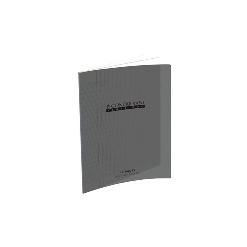 Cahier polypro 17x22cm, 48p, grands carreaux, gris