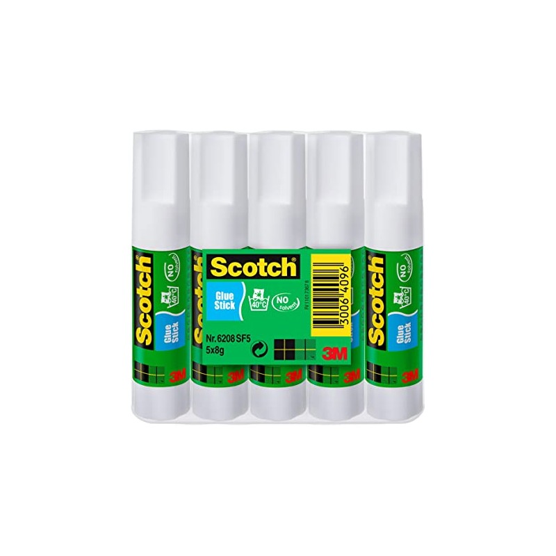 Batôn de colle blanche Scotch 8g, lot de 5