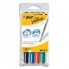 BIC Pochette de 4 Feutres effaçables à sec pointe ogive encre cétone 4 couleurs VELLEDA