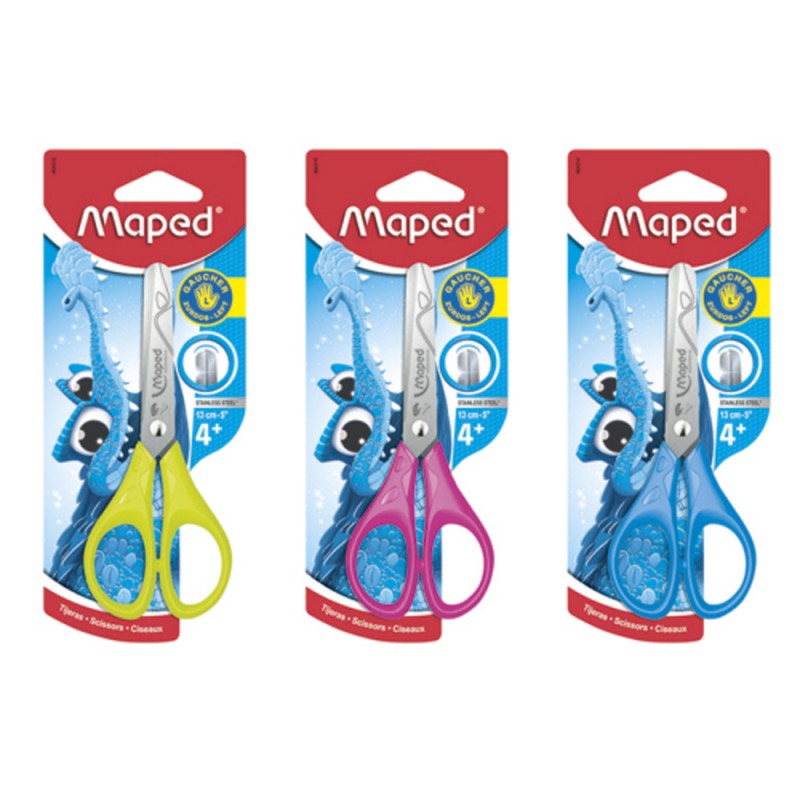MAPED Ciseaux Pulse Gaucher , lames graduées en acier inoxydable -13 cm, bouts ronds