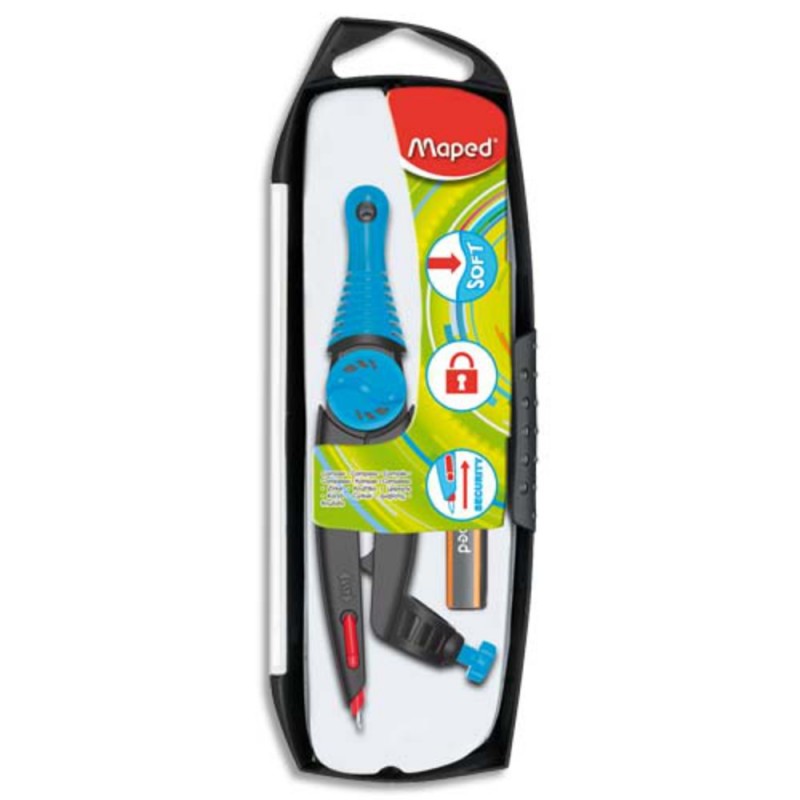 MAPED Compas Stop and Safe à bague + 1 crayon mini Black'Peps 
