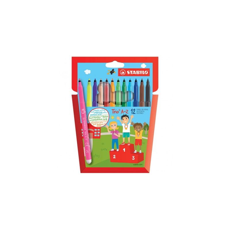 STABILO Pochette 12 feutres de coloriage Trio A-Z Pointe Moyenne
