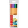 Stylo feutre Point 88, tracé 0,4mm, pochette de 6 coloris assortis