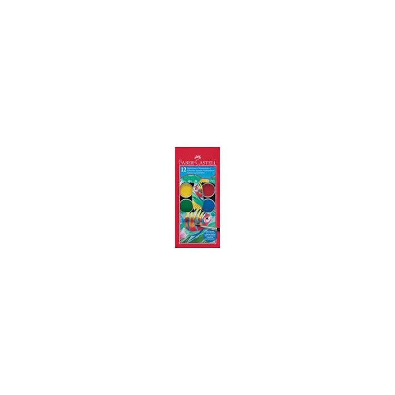 FABER CASTELL Boîte plastique de 12 pastilles de peinture gouaches + 1 pinceau