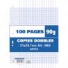 Copies doubles perforées 21x29,7 cm, grands carreaux, 100 pages