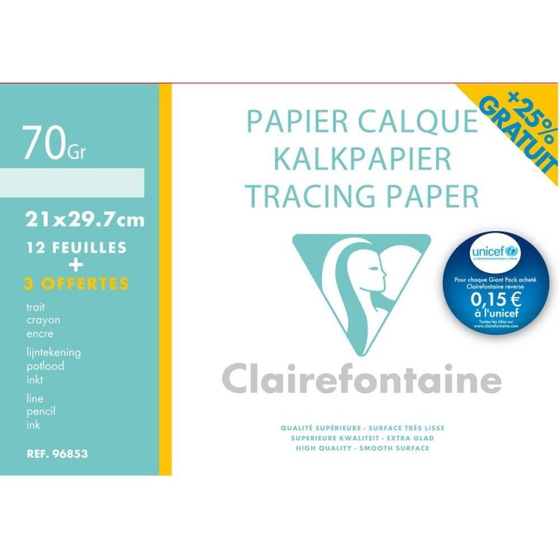 Clairefontaine Papier Calque 70g 12  21x29.7