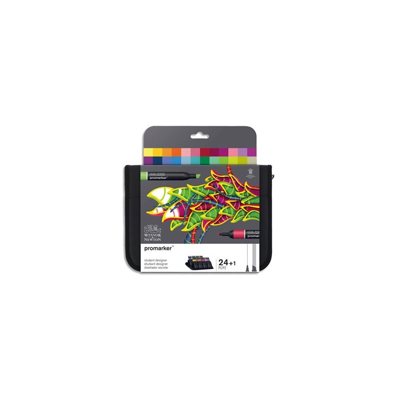 Trousse 24 marqueurs double pointe PROMARKER. A base d'alcool. Tons assortis