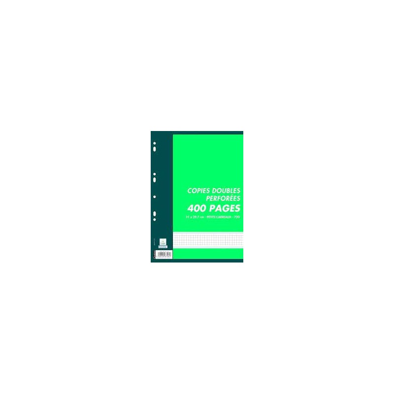 Sachet de 400 pages copies doubles  A4 petits carreaux 70g perforées
