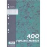 Feuillets mobiles perforés 21x29,7cm , grands carreaux, 400 pages