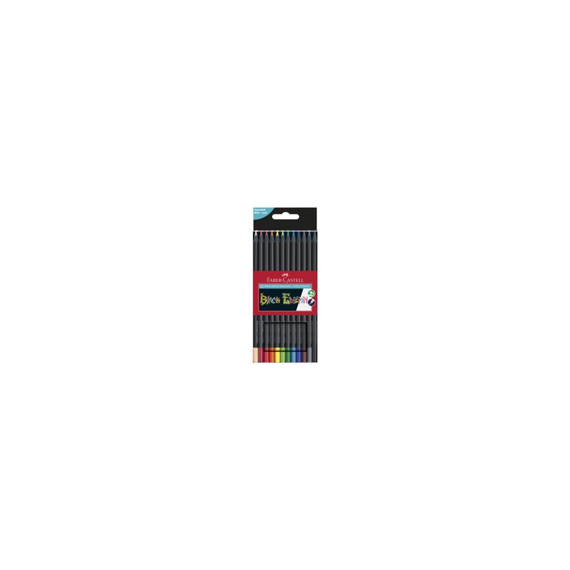 FABER-CASTELL Crayon de couleur Black Edition, étui de 12