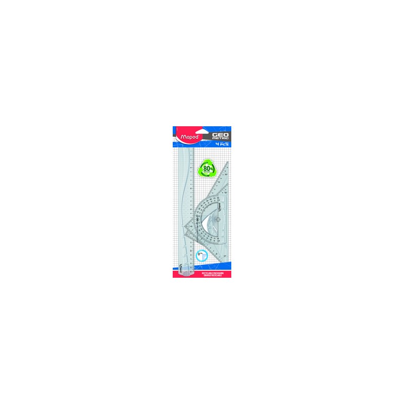 Maped Kit de géométrie , 4 pièces, transparent