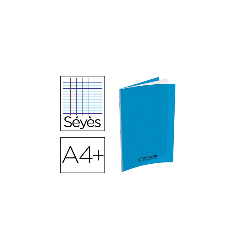 Cahier polypro 24x32cm, 140p, grands carreaux, bleu